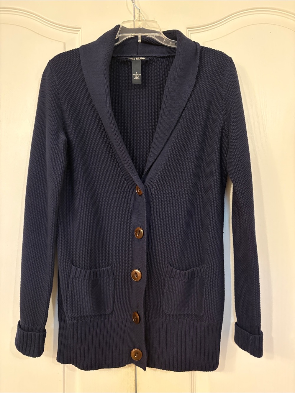 Lucky Brand Navy Shawl-Collar Button Cardigan